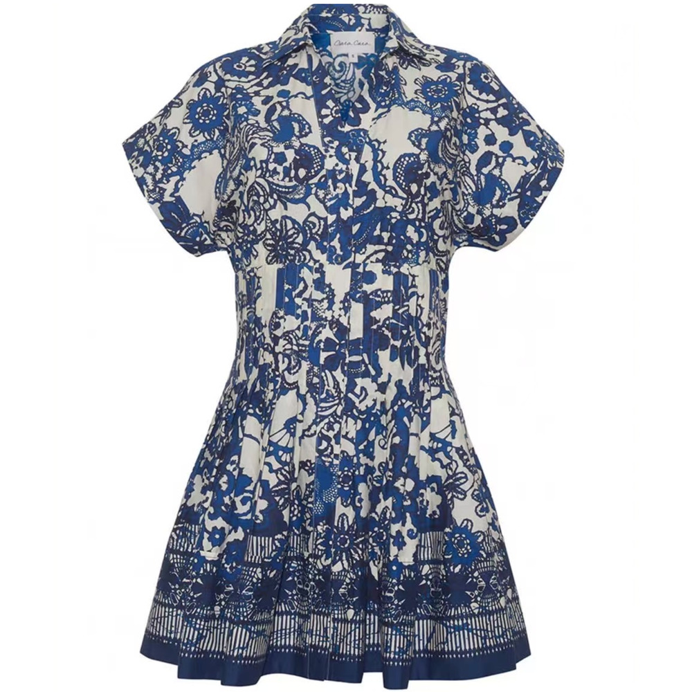 Cara Cara Nash Mini Dress Mini Shirtdress Cotton Fit-and-Flare - Picture 4 of 12